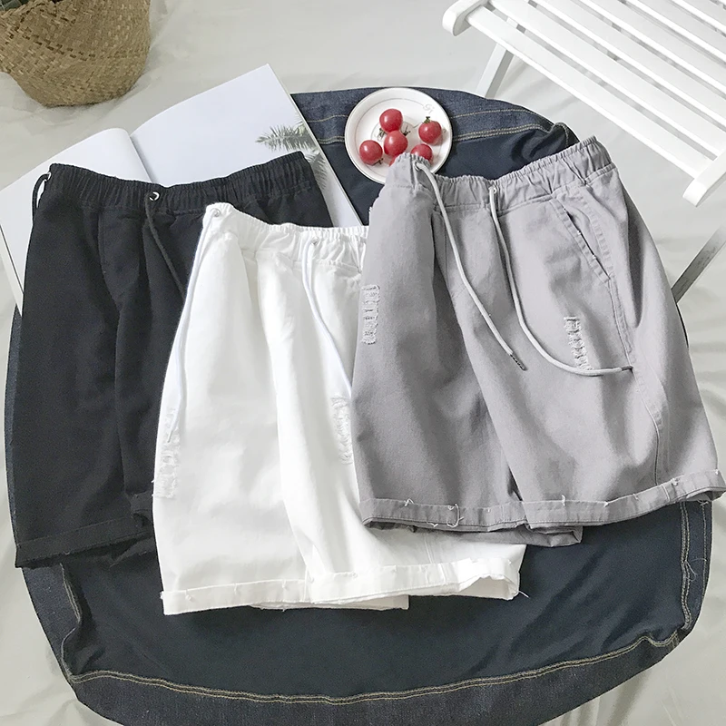 

Men's short trousers 2019 summer new pure color cotton baggy short trousers daily personality youth men's wear