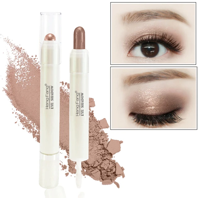 

New Hengfang Makeup Glitter Shimmer Brand Eyeshadow Stick Double Head Long Lasting Pigments Waterproof Eye Shadow Pencils