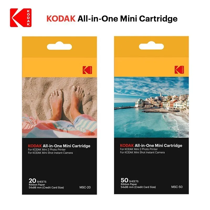 KODAK All in One Mini shot paper Cartridges set leverage 4Pass printing technology 20 40 50 100
