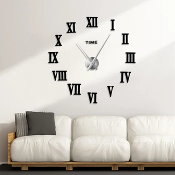 

Large Size Wall Clocks Creative DIY Wall Sticker Wall Clock Home Decoration Modern Design Roman Numerals