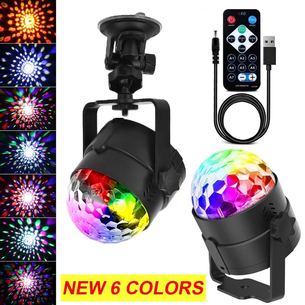 

Remote Control 6 Colors Sound Activated Led Party Lights USB Led Stage Lights Disco Ball Light Led Stage Lights