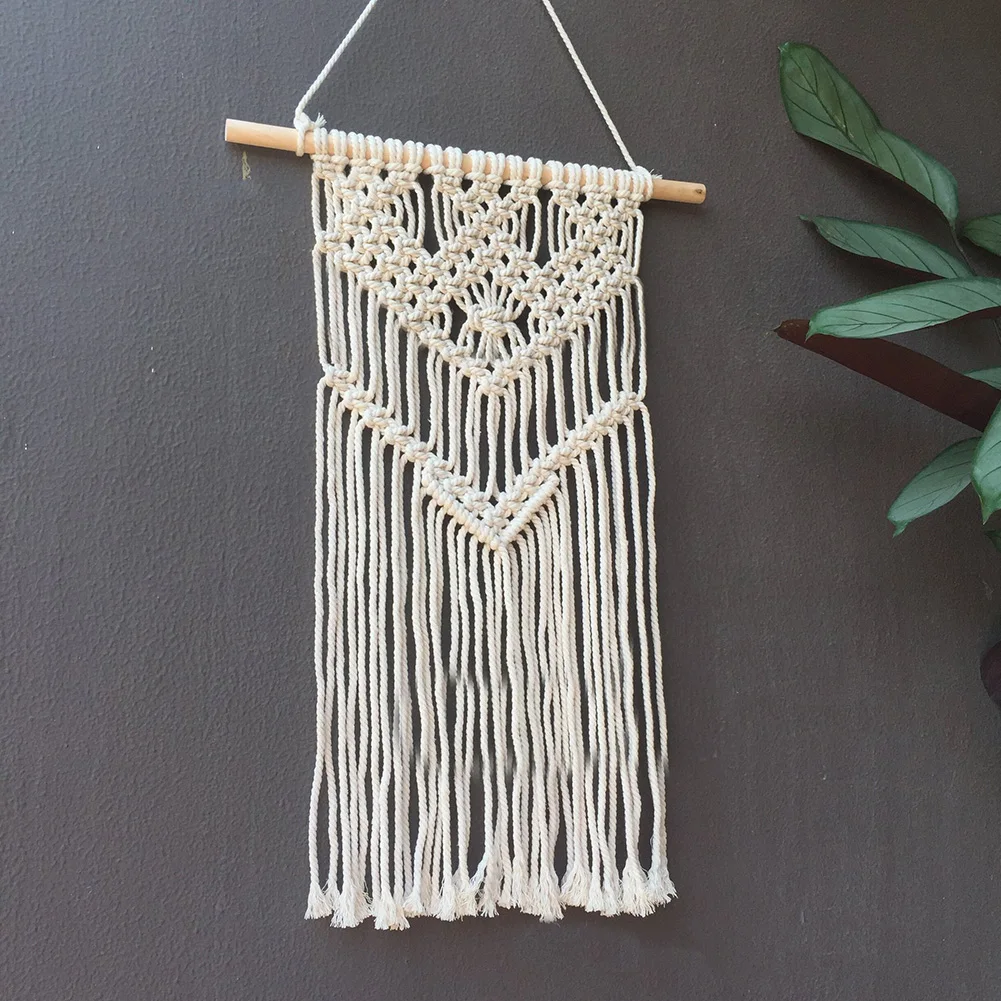 100 Hand Made Macrame Wall Hanging Art Decoration Fine Cotton Tassel Tapestry Boho Chic Bohemian Home Deco 40 60 huismerk kopen in de aanbieding