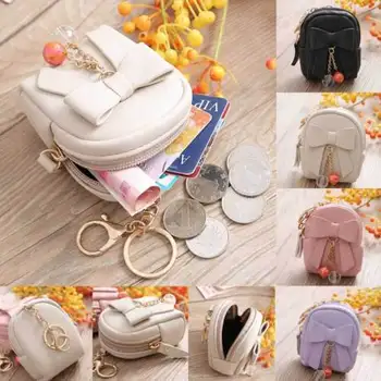 

Women Short Wallet Leather Small Clutch Purse Card Holders New Ladies Girls Solid Bowknot PU Small Bags