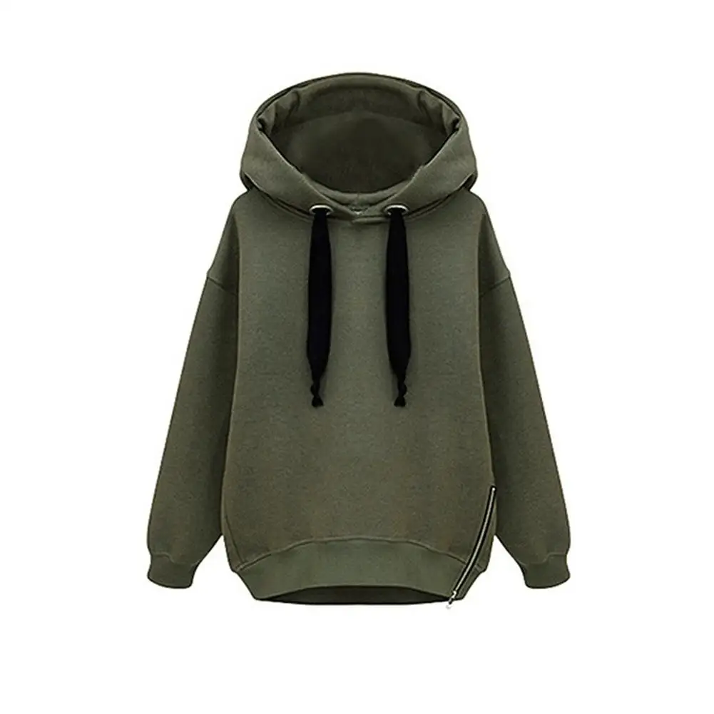 

Winter Sweatshirt Hooded Pullover Loose Plus Size Casual Wild Coat Long Sleeve Plus Velvet Warm Solid Color Simple Sweatshirt