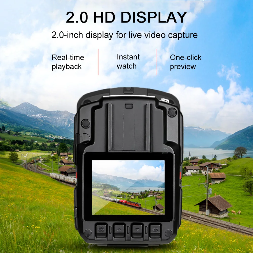 

Police Body Camera 1296P HD Camera Recorder 2" Mini Dash Camera Display GPS EU Adapter for Law Enforcement Police Officers Cars