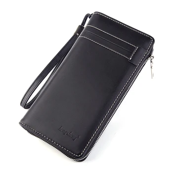 

Business Men's Long Wallet Luxury Brand Men Wallets Big Men Purse Brief Leather Zipper Clutch Bag New Male Wallet Coin