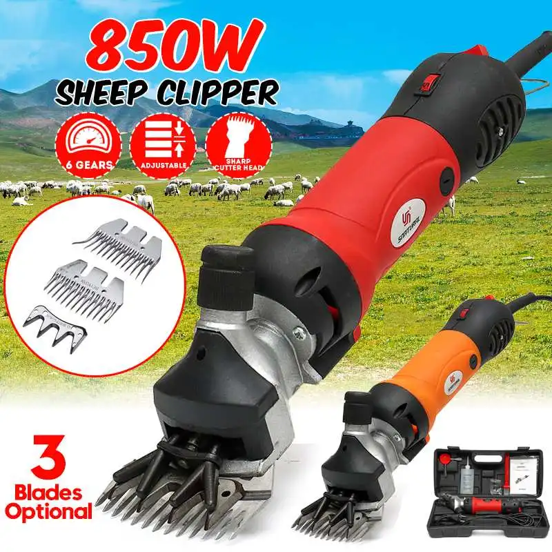 

850W 220V Electric Sheep Shearing Clipper Scissors 3 Blades Optional Shears Cutter Goat Horse Clipper Machine 6 Gears Speed