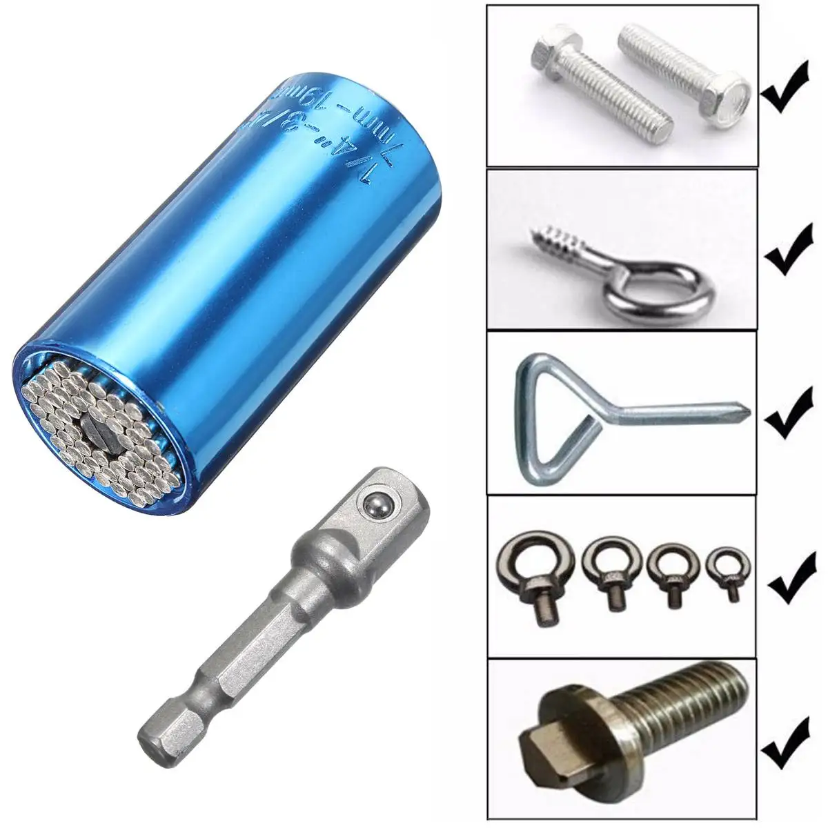 

7-19mm Socket Adapter Torque Wrench Head Set Bushing Sleeve Spanner Key With 3/8 to 1/4 Inch Power Drill Adapter Car Hand Tools