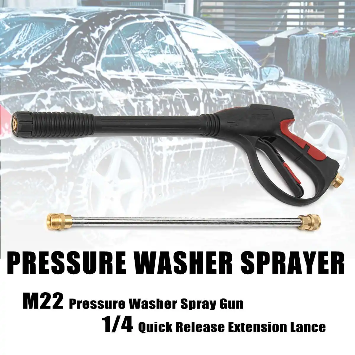 

Spray-Gun Power Pressure Washer 3000PSI M22 with Spray Lance 1/4 Quick Connector for Car Cleaning