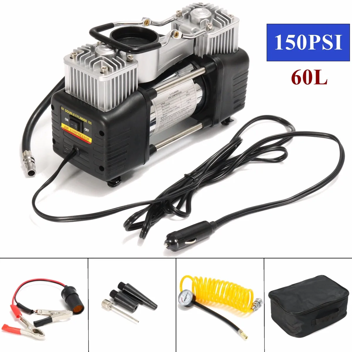 

Portable DC 12V Auto Tire Inflator 150PSI Car Air Pump Auto Compressor Heavy- Tyre 30Amp Set
