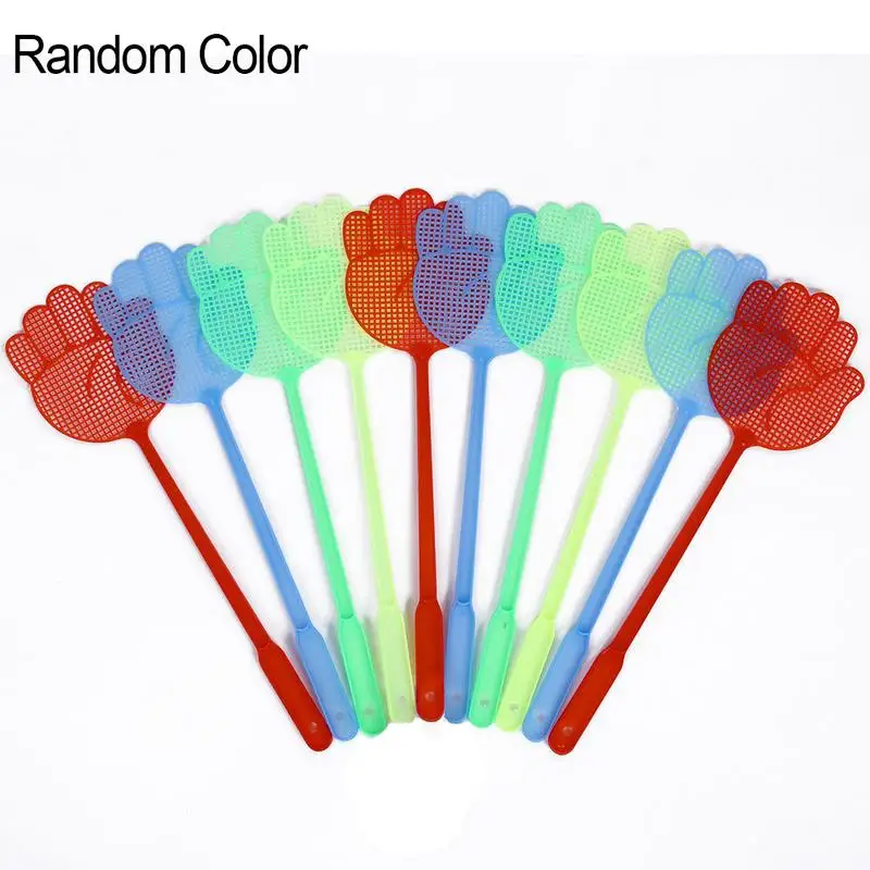 

10 Packs Plastic Fly Swatter Long Handle Manual Swatter Fly Flapper Pest Control Tool Color Random High Quality Fast Delivery