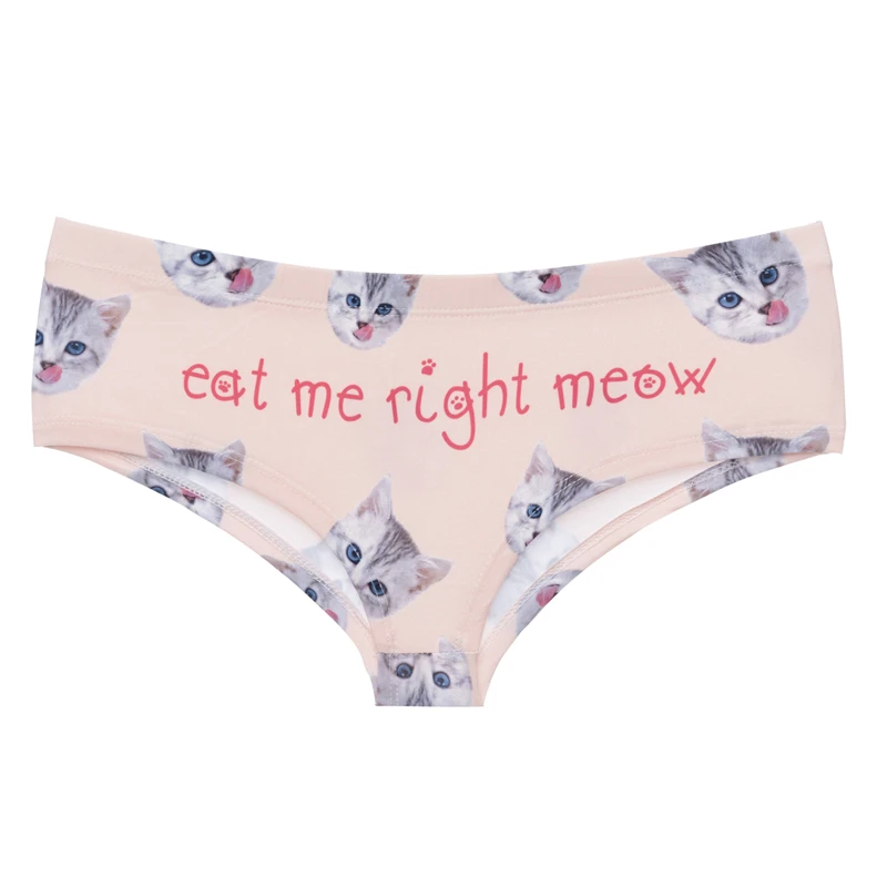 

Pink Right Meow Kitty Interesting Print Underwear For Women Hot Sexy Female Lingerie Thongs Briefs Cute Panties For Lady