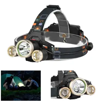 

3 LED Headlamp 4 Modes Rechargeable Headlight 400Lm Head Lamp Spotlight By 18650 For Camping Hunting