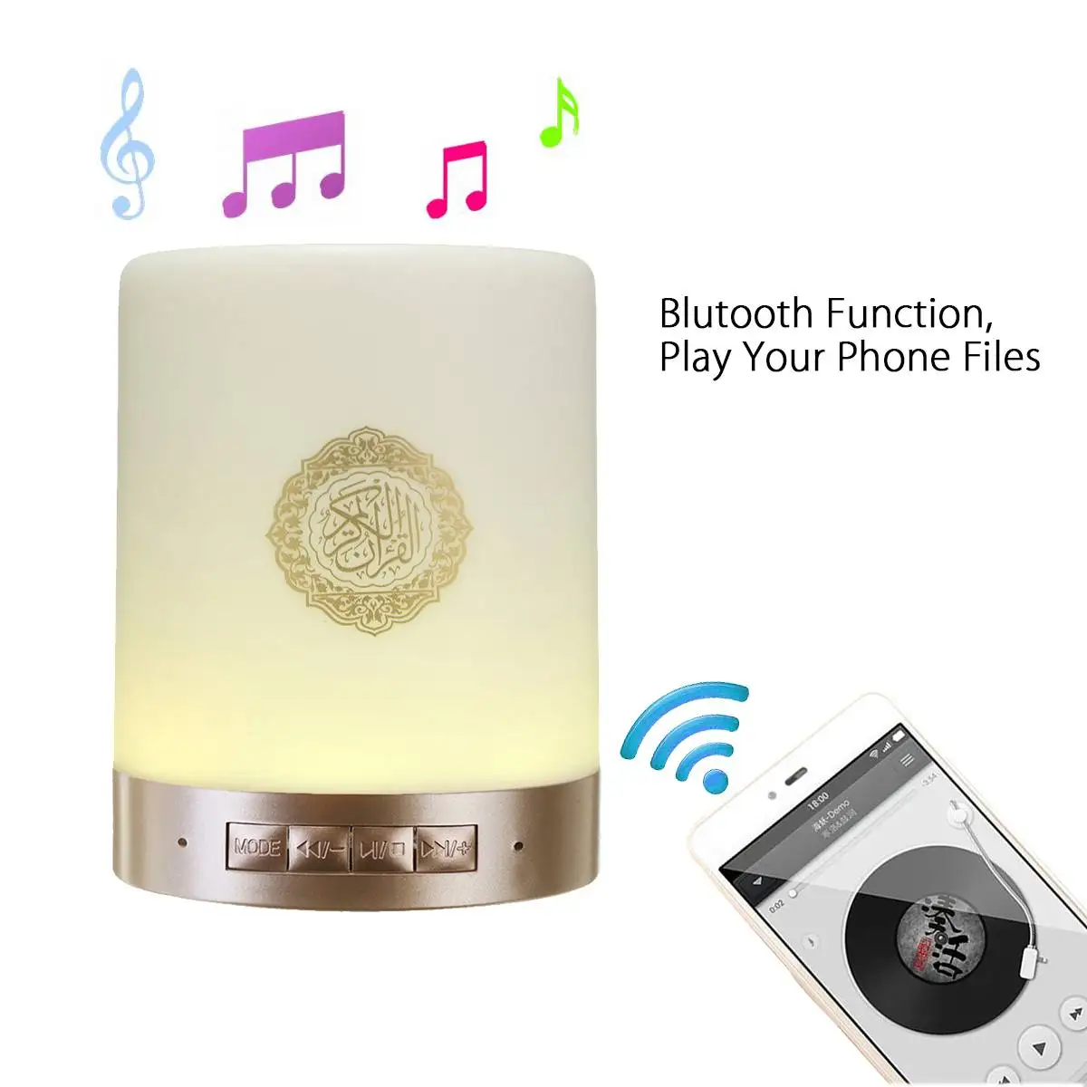 

KINCO Portable LED bluetooth Speaker Quran Koran Reciter Speaker 8G MP3 FM Radio Speaker Remote Control 25 Languages Muslim Gift