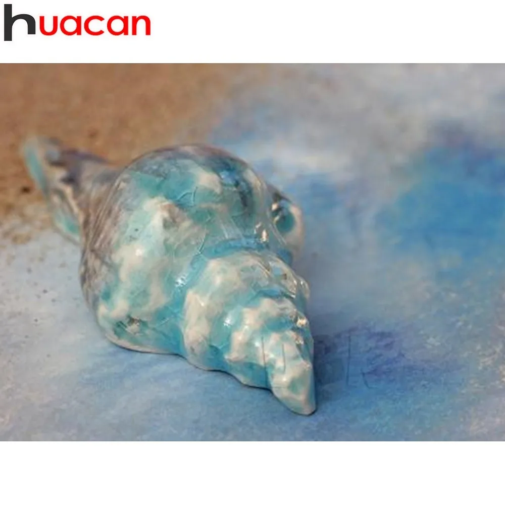 

HUACAN 5D DIY Full Square Diamond Painting Beach Conch Rhinestone Mosaic Diamond Embroidery Cross Stitch Resin Drill Home Decor