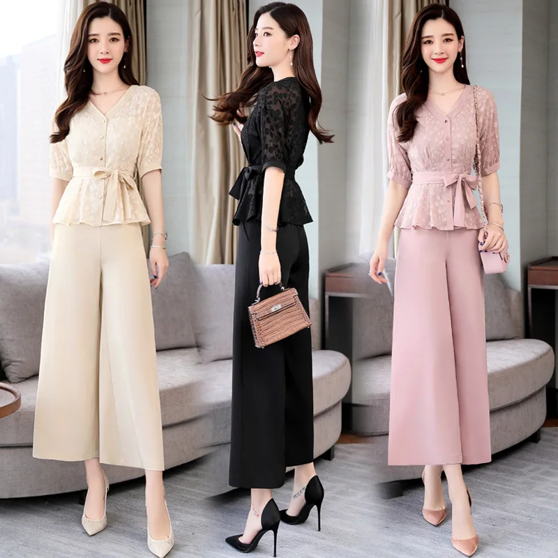

Summer suit women accept waist han edition fashion show thin new temperament lady goddess Fan Kuo pants two-piece outfit