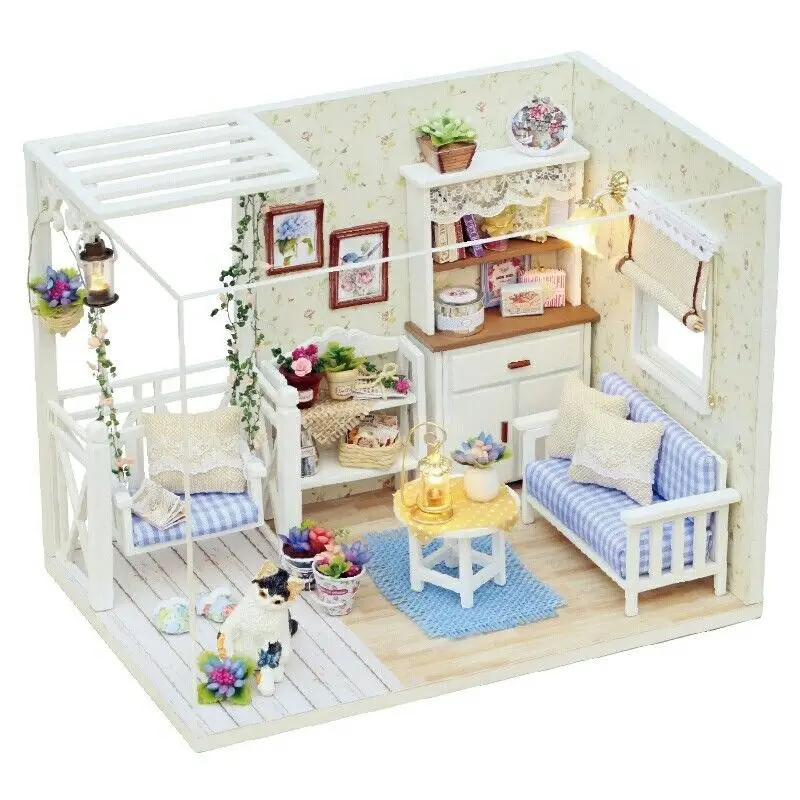 

FBIL-Doll House Furniture Diy Miniature Dust Cover 3D Wooden Miniature Dollhouse Toys