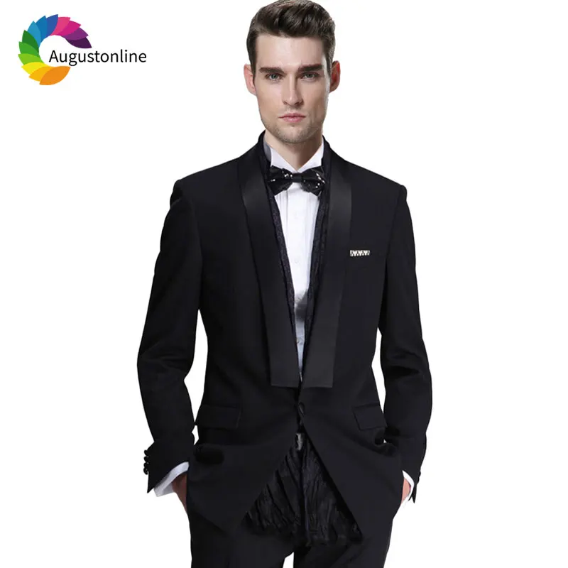 Slim Fit Groom Tuxedo Classic Black Wedding Men Suits Shawl Lapel 3Piece Custom Made Costume Homme Man Blazer Terno Masculino