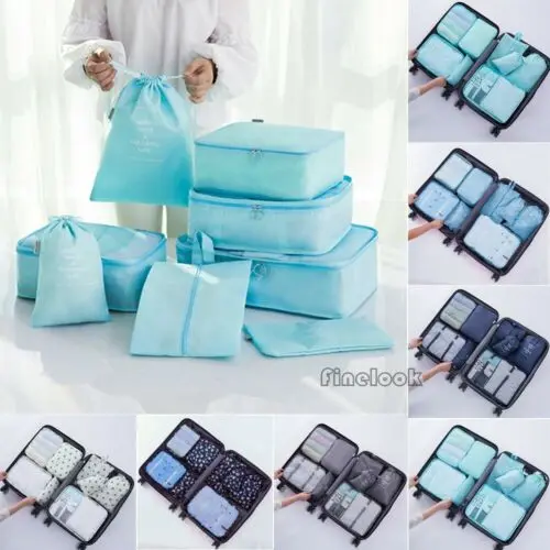 

8PCS Waterproof Clothes Travel Storage Bags Packing Cube Luggage Organizer Pouch