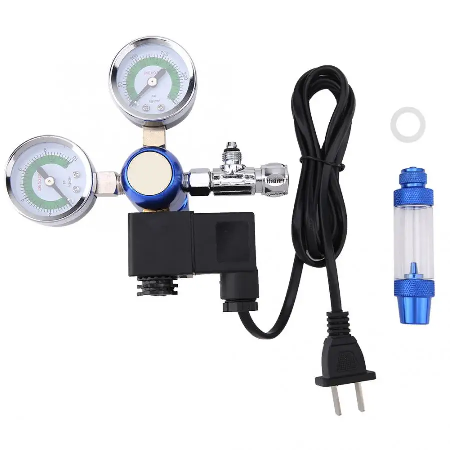 

220V G5/8 Aquarium CO2 Regulator Check Valve Bubble Counter with Solenoid Aquartic Pet Supplies