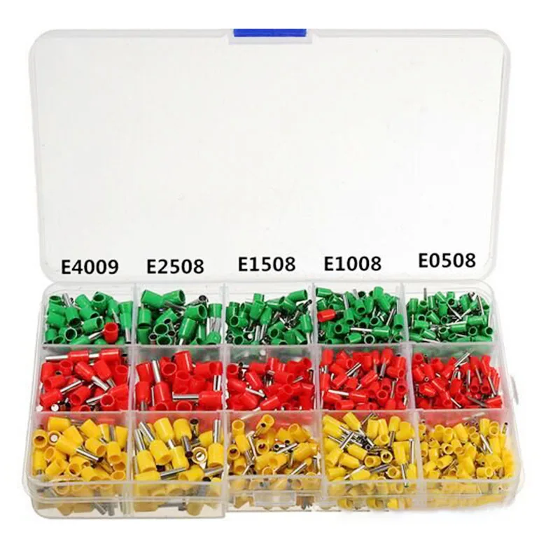 

990PCs Electrical Wire Connectors Crimp Ferrules Terminals Assortment Kit Cable End Wire Crimp Pin Terminal Connectors Termina
