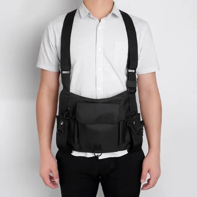 Sunnimix Chest Rig Bag Radios Pocket Radio Harness Front Pack Pouch Holster Vest For Two Way Walkie Talkie