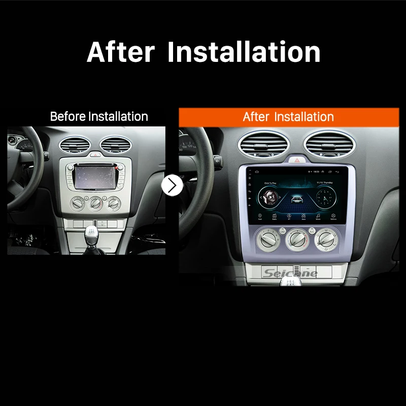 Top Seicane RAM 2GB+ROM 32GB 2DIN 9" Android 8.1 Car Auto Radio GPS Navi Unit Player For Ford Focus 2 Exi MT 2004-2005 2006-2011 4