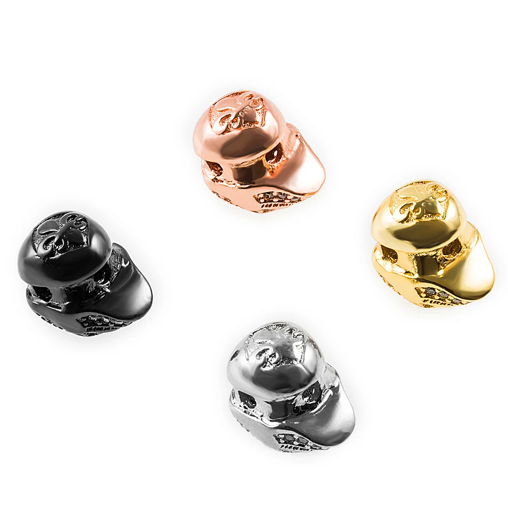 12*10mm Mysterious Head High Quality Brass Cubic Zirconia Diy Men s Beads Bracelet Jewelry Making Accessories Connector Hole