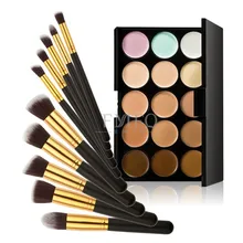10 шт. кисти для макияжа+ 15 цветов консилер Палитра набор для макияжа Набор Pincel Maquiagem набор для макияжа