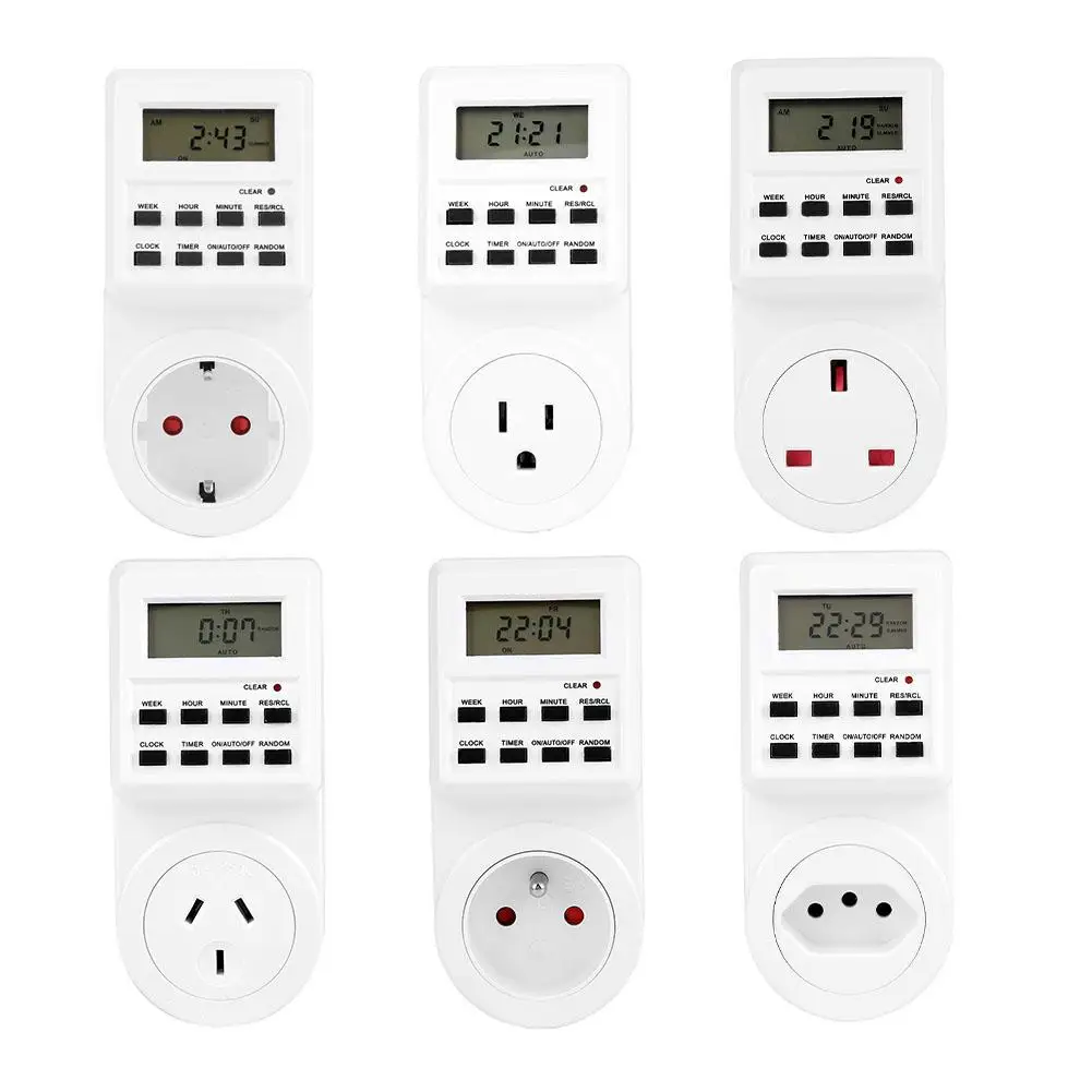 

EU UK US FR BR Plug Digital Weekly Programmable Electrical Wall Plug-in Power Socket Timer Switch Outlet Time Clock 220V 110V AC