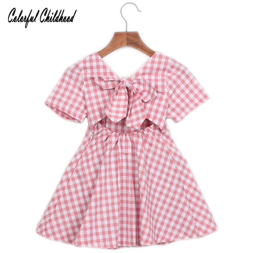

Kids beach dress summer casual bowknot backless dress summer girls dress children bohemian style clothing