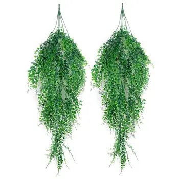 

Artificial Hanging Plants 2PCS Artificial Green Ivy Vine Artificial Shrubs Hanging Vine Plant for Home Garden Outdoor Wall Dec