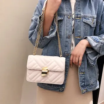 

New Arrival Flap PU Leather Box Style Girls Party Clutch Bag Solid Color Chain Evening Purse Tote Mini Shoulder Messenger Bag