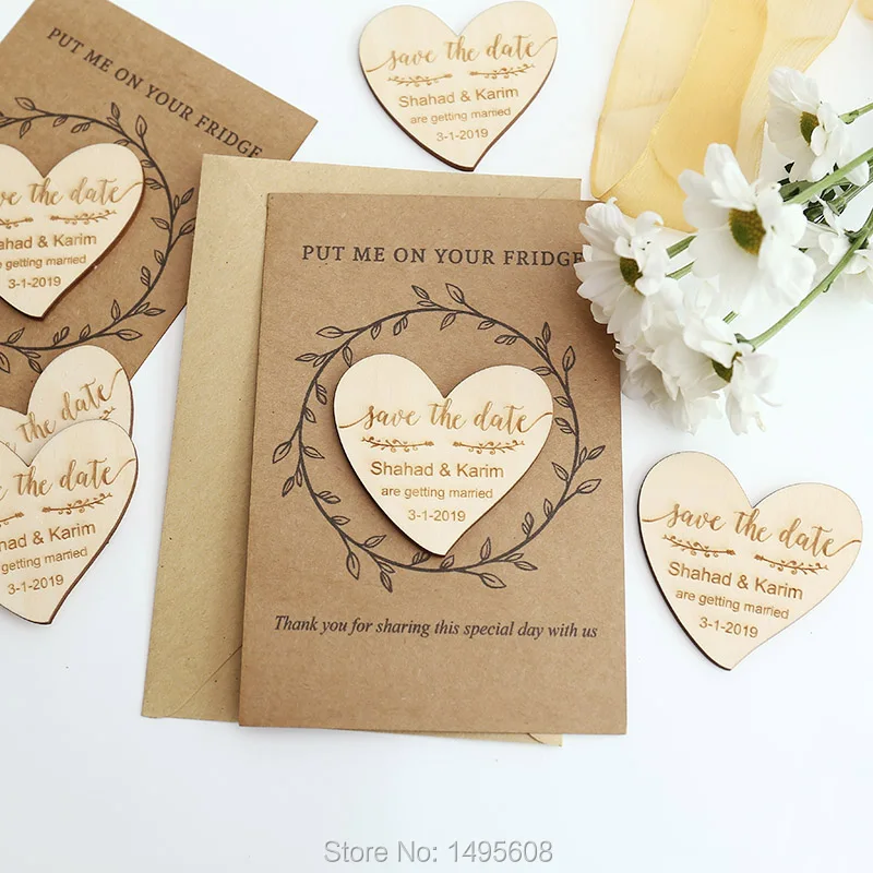  Custom Wedding Save the Date Magnets Personalized Wedding Invitation rustic Magnet Set Wedding favo - 32924937030