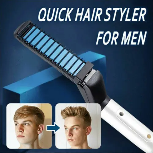 

Men Quick Beard Straightener Multi functional Hair Comb Curling Curler Show Cap Hair Styling Ceramic Curler Straightener Iron