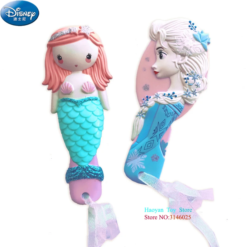 Genuine Disney 3D Princess Brushes Frozen Hair Anti-static Comb for Girls Hair Kids Care Mermaid Comb Pretend Play Toys Role