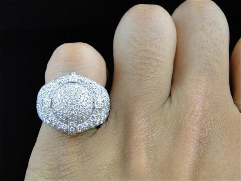 Size 6-12 Men's Hip Hop Punk Shiny Iced Out Full Zircon Signet Rings Europe Male Rhinestone Rings Exquisite Gifts Jewelry
