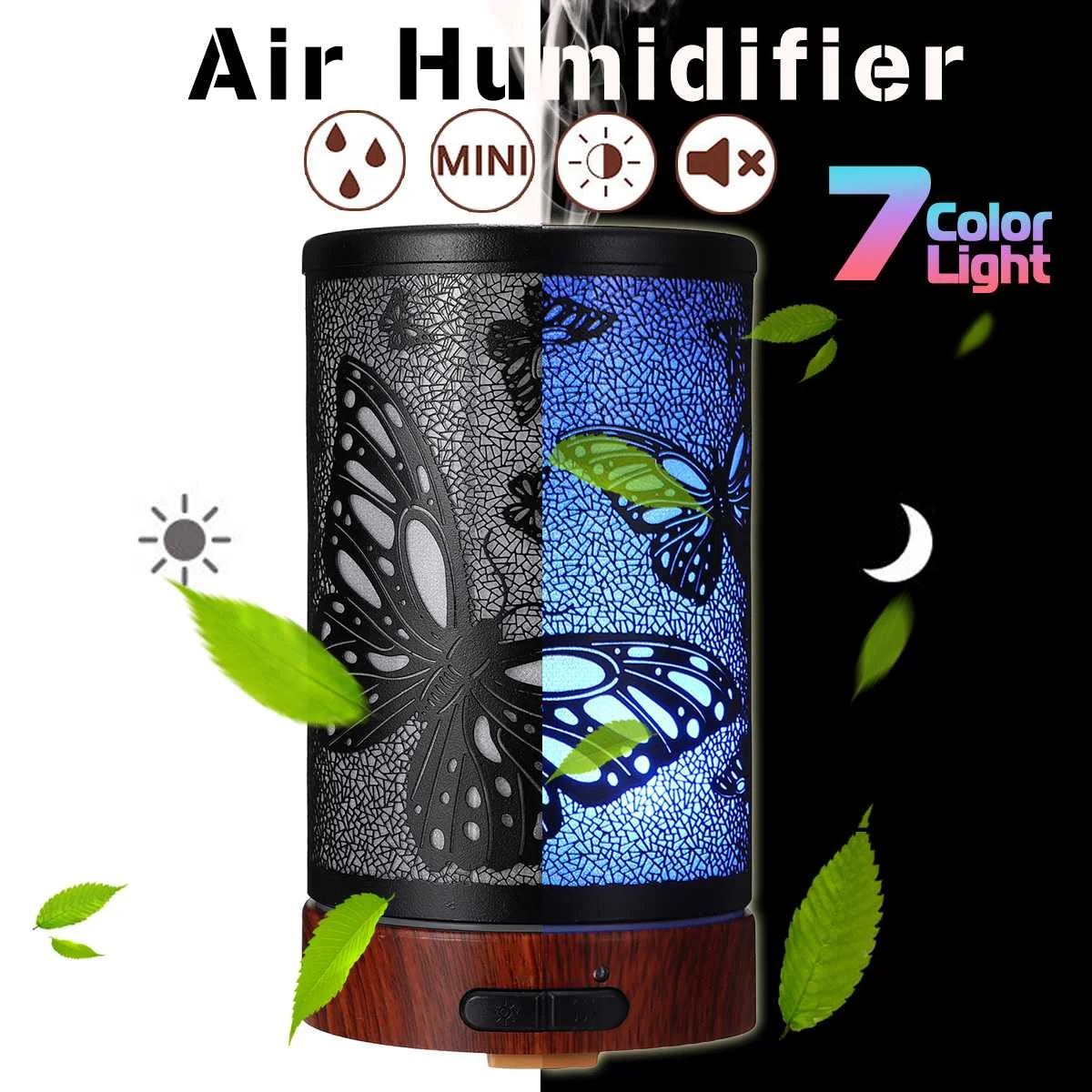 

Ultrasonic Air Humidifier Essential Oil Diffuser Iron Art Humidificador Mist Maker LED Lamp Diffuser Aromatherapy with US Plug