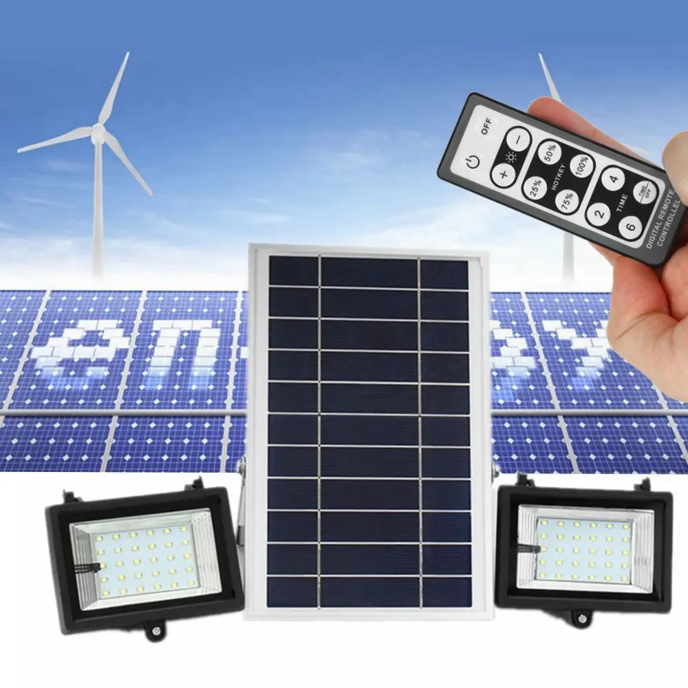 

2Pcs Remote Control 30 LED Flood Light Dimmable Timer ip65 Waterproof Solar Light Street Light Outdoor Garden Security Lamp