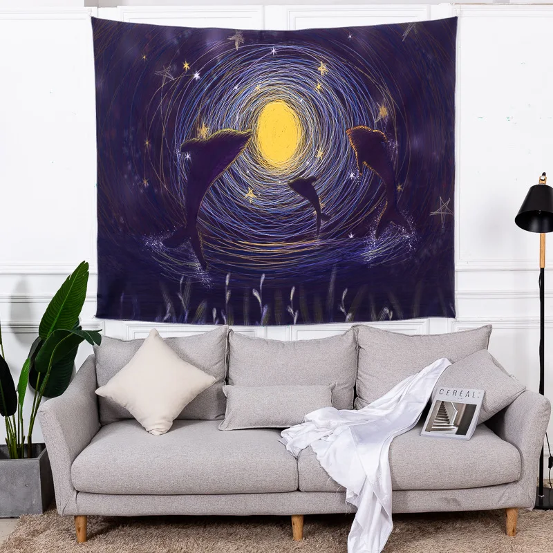 

Dolphin Printing Mandala Tapestry Wall Hanging Psychedelic Hippie Boho Decor Home Wall Cloth Tapestries Carpet Tablecloth Picnic