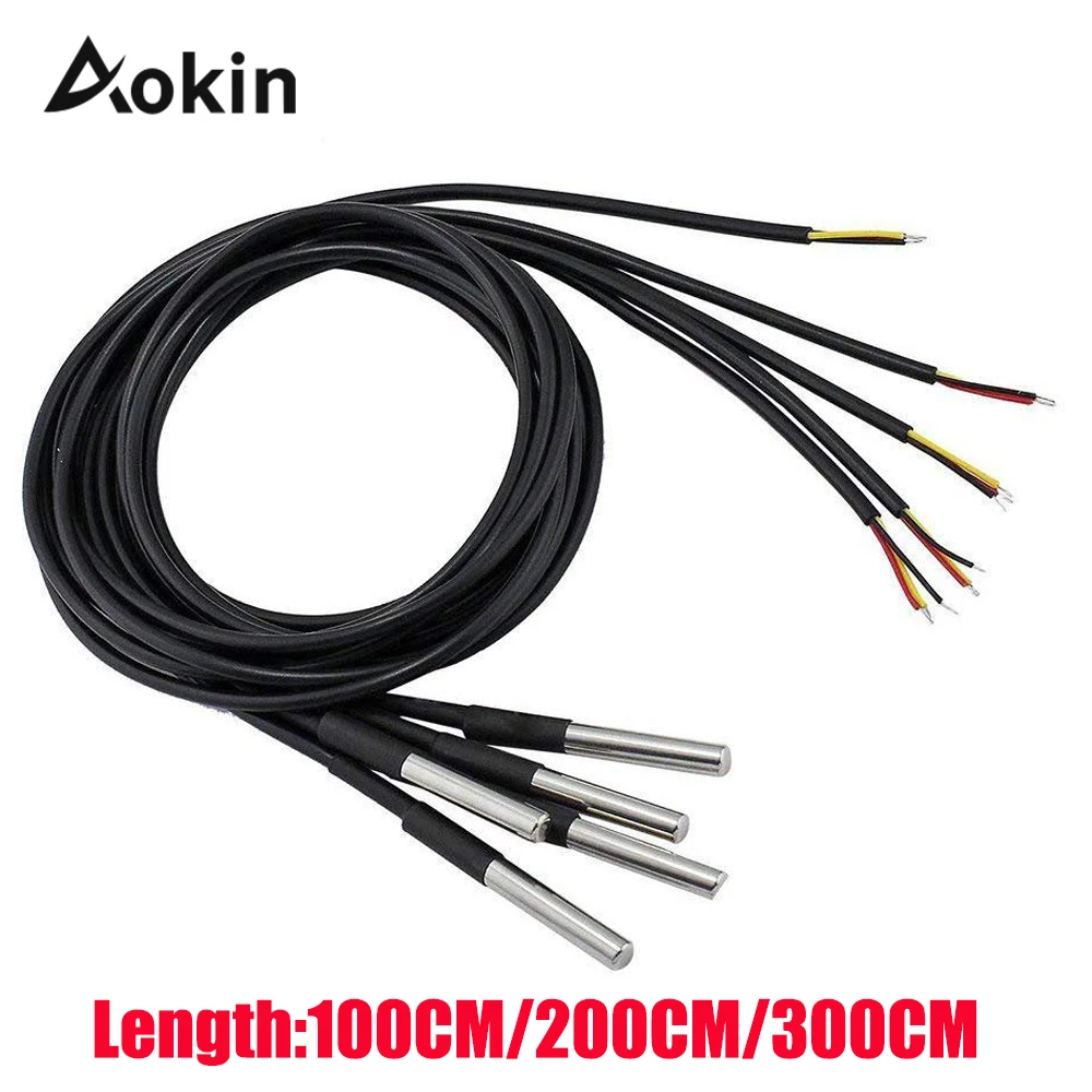 

DS18b20 Stainless Steel Package Waterproof 1M/2M/3M DS18b20 Temperature Probe Temperature Sensor 18b20 For Arduino Diy Kit