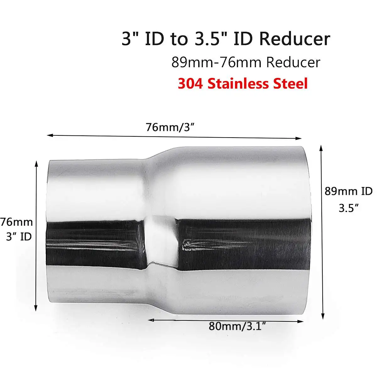 76 мм до 89 мм Автомобильный Выпускной редуктор разъем переходная труба из нержавеющей стали выхлопная труба