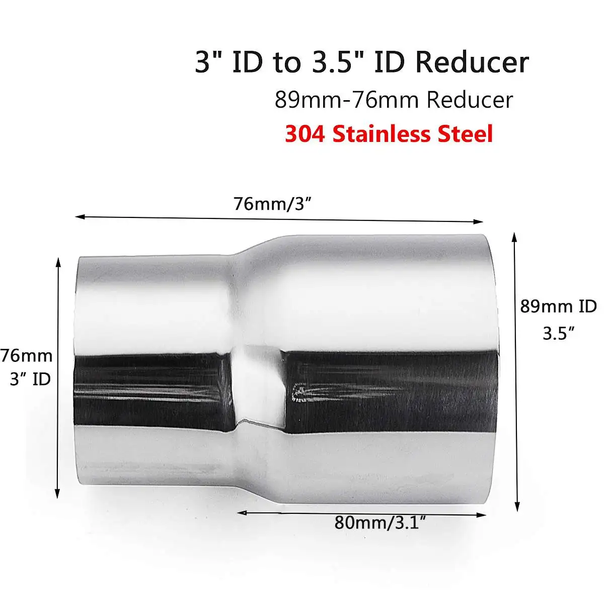 

76mm to 89mm Car Exhaust Reducer Connector Adapter Pipe Stainless Steel Exhaust Adapter Tube
