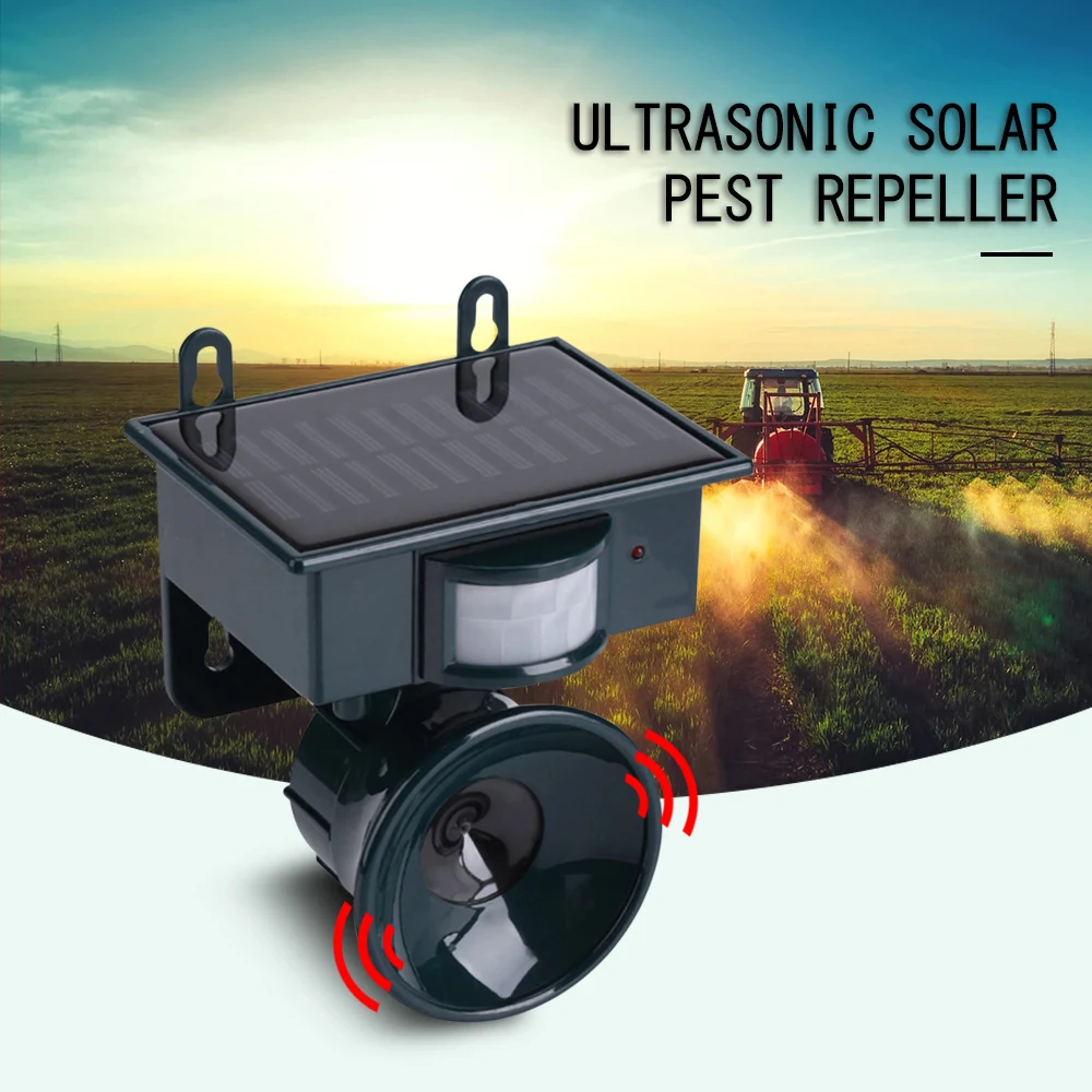 

Outdoor Ultrasonic Solar Bird Repeller 3 Working Modes 8 Kinds Of Sounds Solar Powered Animals Cat Dog Mouse Repeller Repellent