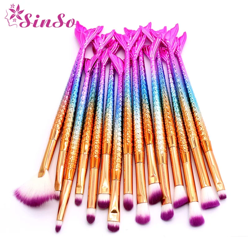 

SinSo 10-20pcs Mermaid Makeup Brushes Set Foundation Blush Lip Blending Eyeshadow Brushes Kit Cosmetic Make up Brush Tools