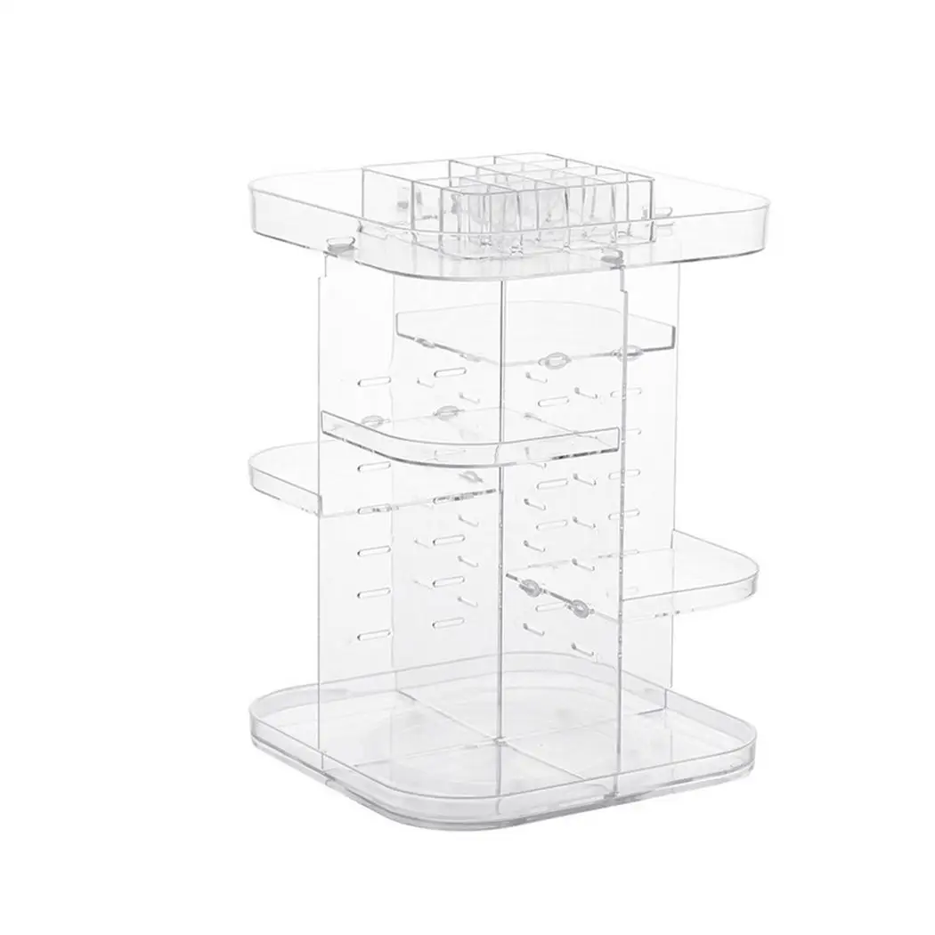 

360 Rotation Cosmetics Storage Box Desktop 1kg Transparent Storage Wine red, Transparent, Golden Box