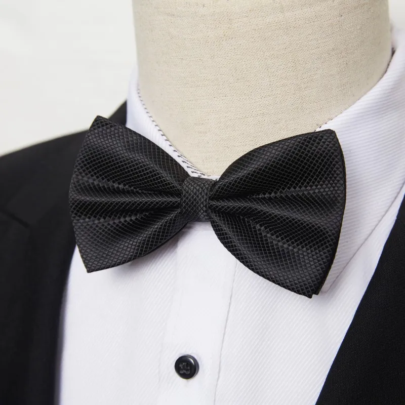 Черный галстук-бабочка предварительно связали Мужская Мода Цвет проверенная луковица Регулируемый Бизнес Свадебные Papillon Для мужчин