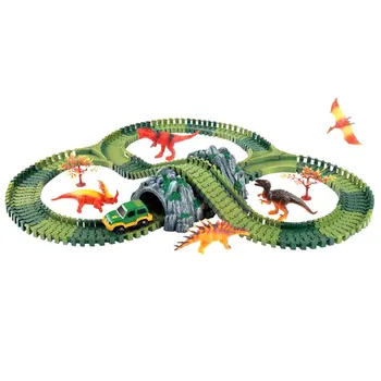

157pcs DIY Assembly Car Track Dinosaur Model with Flash Light Educational Toys Birthday Gift for Children Kids Toddler