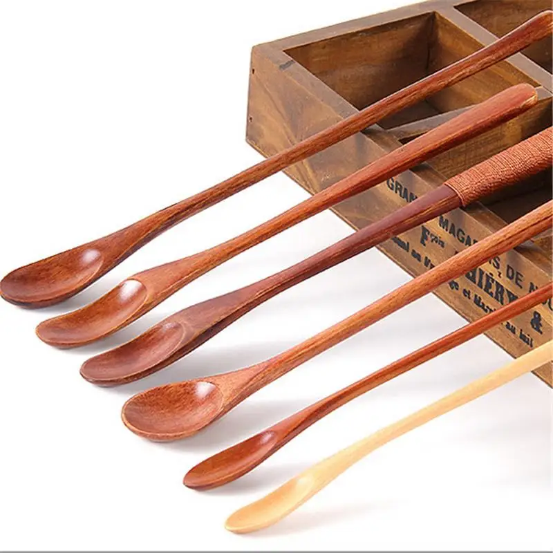 

Organic Bamboo Cooking Serving Utensil Set Coffee Tea Stirrer Spoon Wooden Stir Stirrer Mini Swizzle Sticks