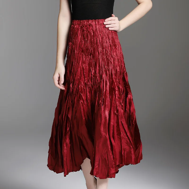 LANMREM Весенняя мода Новая эластичная плиссированная юбка с высокой талией Универсальная Женская Высококачественная индивидуальная складывающаяся юбка YF627